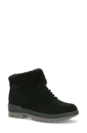 BareTraps Nuri Faux Fur Trim Cold Weather Bootie in Black Suede at Nordstrom Rack, Size 6.5