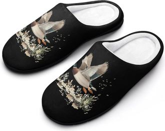 Generic Mallard Ducks Hunting Fashion Cotton Slippers for Women Memory Foam House Slippers Non-Slip House Bedroom Shoes