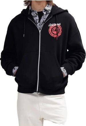 Just Cavalli Zip-through Sweatshirt - Heren - Vesten met rits - Zwart - S - Katoen - Hoodies & sweatvesten