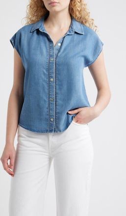 Cloth & Stone Trim Chambray Shirt in Winter Tides Wash at Nordstrom, Size X-Large