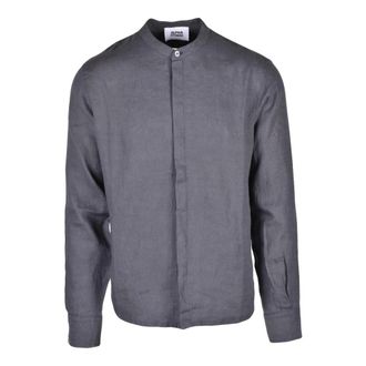 Alpha Studio Koreaanse kraag shirt - Heren - Casual Overhemden - Grijs - S - Linnen - Overhemden