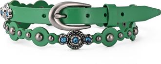 OLD TREND Rosa Genuine Leather Embellished Vintage Inspired Belt in Green at Nordstrom, Size Medium