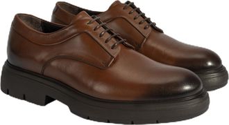 Desa Man Casual Lace-Ups - Leather Lining, Easy On/Off, Breathable, Flat Heel | Brown - 40