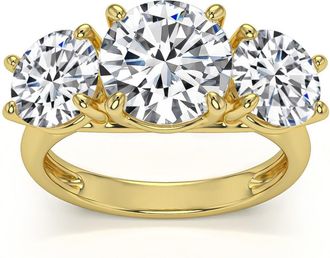 Pompeii3 5 1/2Ct Three Stone Lab Grown Diamond Engagement Ring White Yellow or Rose Gold