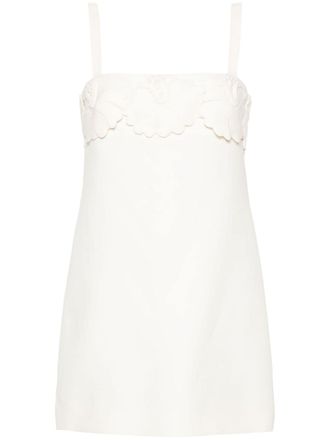 Valentino Garavani floral-appliqu&eacute; crepe mini dress - Neutrals