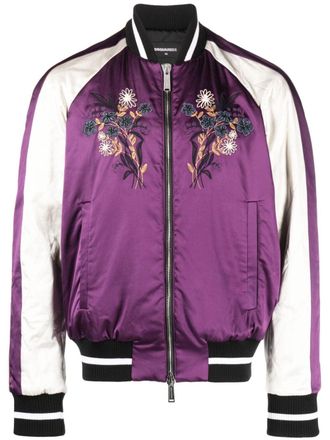 Dsquared2 Bomber con ricamo a fiori - Viola