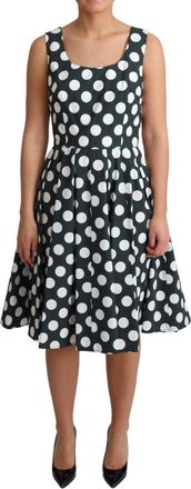 Dolce & Gabbana Green Polka Dotted Cotton A-Line Womens Dress