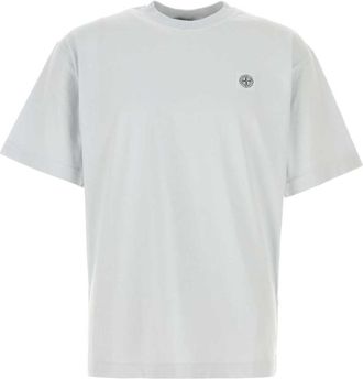 Stone Island Sky Blue Round Neck Logo T-Shirt