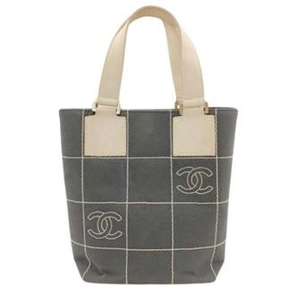 Chanel Pre-owned Tote Bags, female, Gray, Size: ONE SIZE Pre-owned Vintage Canvas Tote Bag
