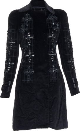 Versace 2012 Runway Black Velvet Gothic Byzantine Flared Coat