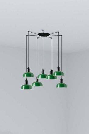 Netlighting Tatawin Small Cluster Pendant Ceiling Light Black Gloss Green 7x E27