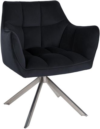Clp Clp - Silla De Comedor Swing En Terciopelo Negro Acero Inoxidable