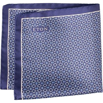 Eton Geometric Silk Pocket Square in Navy at Nordstrom Rack