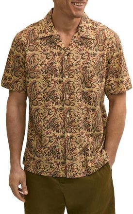 Brooks Brothers Block Print Cotton Camp Shirt in Paisley at Nordstrom, Size Xx-Large