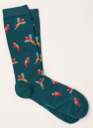 Fat Face FatFace Teal Blue Parrot Socks