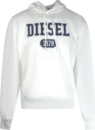 Diesel Mens Diesel 1978 Bold Brand Logo White Hoodie - Size: 42