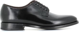 Green George Zwarte geborsteld leren Derby schoenen - Heren - Nette schoenen - Zwart - 44 EU - Leer - Schoenen