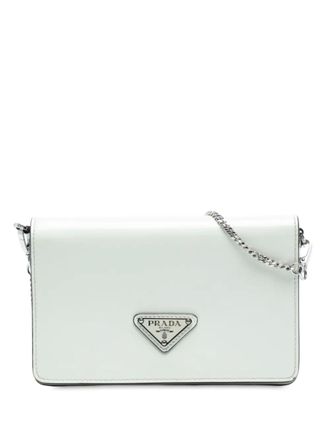 Prada 2013-2025 Mini Brushed Leather Chain crossbody bag - White
