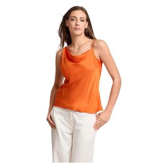 Kocca Sleeveless Tops, female, Orange, Size: XS Top con scollo drap&eacute;