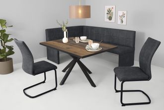 Hela Essgruppe »SPREE« 4 Stk. tlg. Esstisch 140x90 cm mit Dickkante, Microfaserbezug