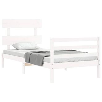 Berkfield Home Beautiful Bed Frame with Headboard White 90x200 cm Solid Wood