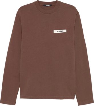 Jacquemus Camicia a maniche lunghe con logo - Marrone