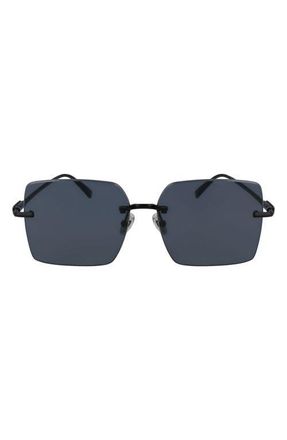 Ferragamo Prisma 60mm Rectangular Sunglasses in Matte Black at Nordstrom