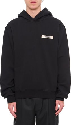 Jacquemus Black Gros Grain Embroidered Logo Hoodie
