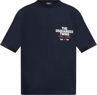Dsquared2 Marineblauw T-shirt - Heren - T-shirts - Blauw - S - Katoen - Tops