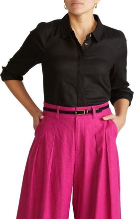 Universal Standard Elbe Stretch Shirt in Black at Nordstrom, Size Xl
