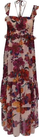 Misa Kiana Floral-Print Midi Dress in Multicolor Viscose