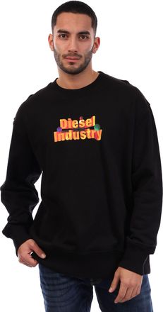 Diesel Mens S-Macs Crew Neck Sweatshirt in Black Cotton - Size X-Large