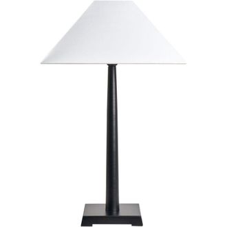 Beliani Table Lamp Black Iron Bedside Lighting Metal Base White Fabric Shade Modern Bedroom Living Room DHUD