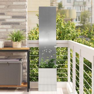 vidaXL Macetero De Jard&iacute;n Con Panel Decorativo Plateado 32 X 140 Cm Vidaxl