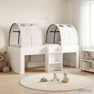Berkfield Home Bed with Tunnel 3 pcs White Engineered Wood