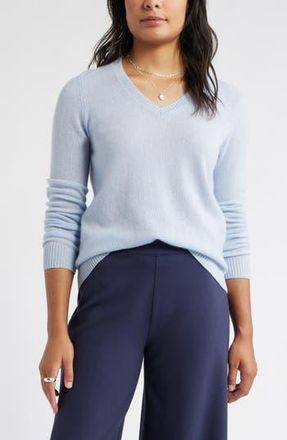 Caslon Cashmere V-Neck Sweater in Blue Thread at Nordstrom Rack, Size Xx-Large