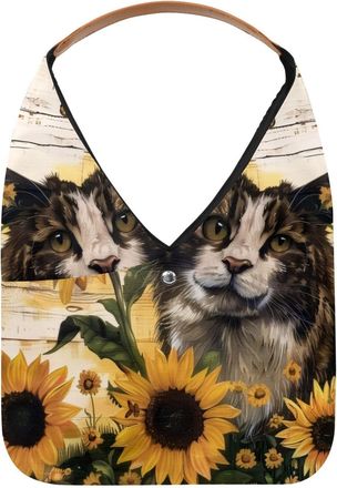 Generic Sunflower Cat Butterfly Wooden Board Painting Reusable Lightweight Grocery Bags - Foldable Into Compact Pouch, Washable & Sturdy, Multipurpose for Sho