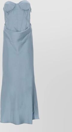 Rotate strapless corset maxi dress draped slit