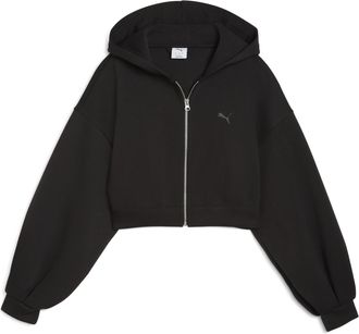 Puma Felpa cropped con cappuccio e zip Wardrobe Essentials Sports Legacy da donna, Abbigliamento, Nero, XS