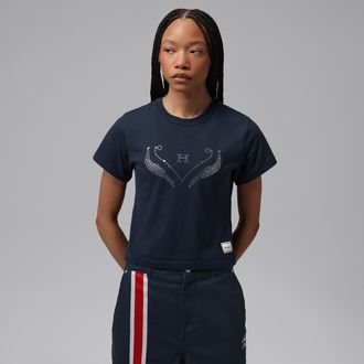 Nike Jordan Womens Jordan Brooklyn x Howard University Graphic Girlfriend T-Shirt in Blue | IR0220-419