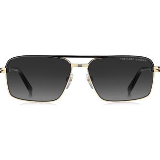 Marc Jacobs 59mm Gradient Rectangular Aviator Sunglasses in Gold Black/Dark Fuschia at Nordstrom Rack
