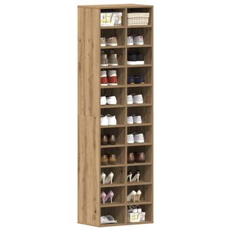 Berkfield Home Shoe Cabinet Artisan Oak 54x34x183 cm Engineered Wood in Brown | Size: 54 x 34 x 183 cm