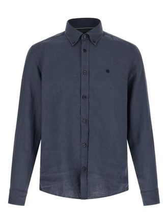 BOSS embroidered buton-fastening shirt - Blue