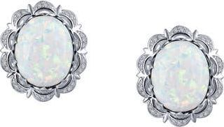 Lafonn Oval Simulated Opal & Simulated Diamond Stud Earrings in Opal/White at Nordstrom Rack