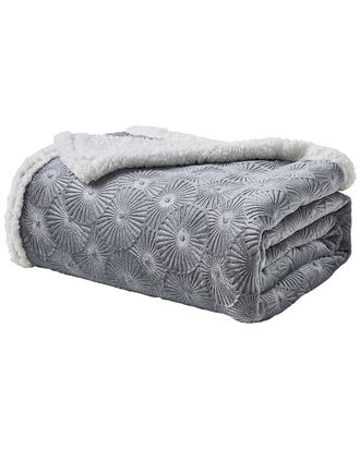 Luxury Home Louvre Embossed Sherpa Plush Throw Blanket