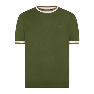 Sun 68 T-Shirts, male, Green, Size: 2XL T-Shirt Sweater Stripes Details S/S