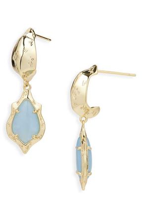 Kendra Scott Adriana Scallop Huggie Hoop Earrings in Gold Sky Blue Abalone at Nordstrom