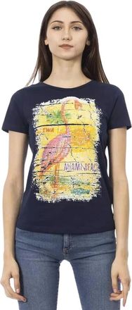 Trussardi Tops, Dames, Blauw, XS, Katoen, Chic Blauw Kortemouw T-shirt