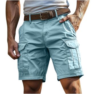 Generic Cargo Shorts for Men UK Combat Shorts Summer Chino Casual Work Knee Length Pants Multi Pockets No Belt Plain Lightweight Relaxed Casual Pants Comfort 