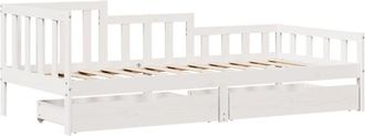 vidaXL Daybed with Drawers without Mattress White 90x190 cm Single Solid Wood Vidaxl